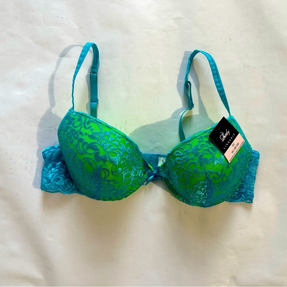 Lovely Teal Lace Bra